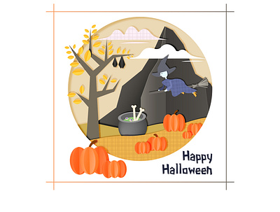 Witch graphic design halloween illustration pumpkin vector witch