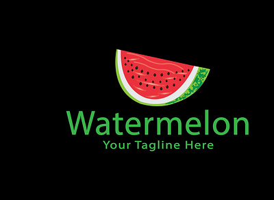 Watermelon black background healthy food illustration minimalist logo watermelon