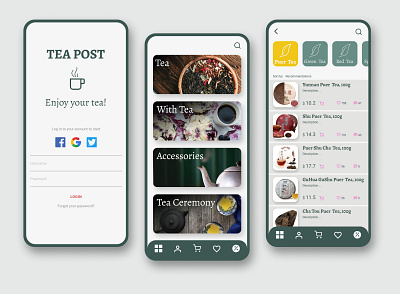Tea Post - Shopping App app design online shop ui ux