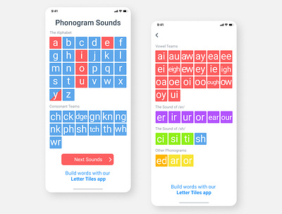 Phonogram Sounds App app design education app ui ux