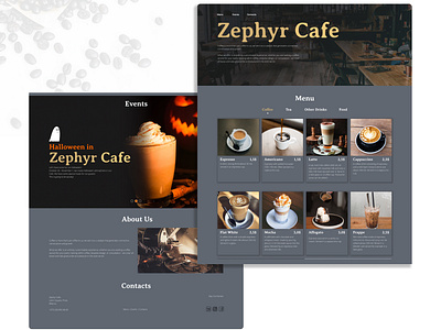 Zephir Cafe Landing Page cafe coffee shop design landing page webdesign