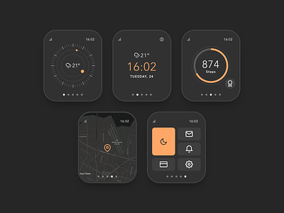 Dark interface for smart watch concept design graphic design inspiration interface ui uidesign uidesigner userinterface uxui
