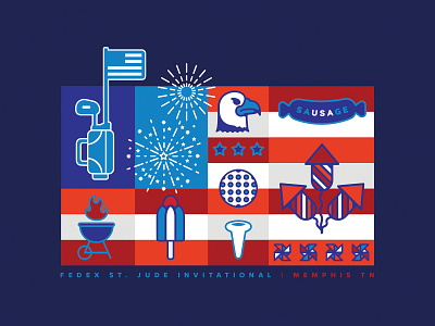 2020 WGC FedEx St Jude Invitational Flag Graphic 4th of july america fedex fireworks golf memphis patriotic pgatour sports tennessee