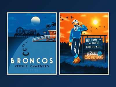 2020 Denver Broncos Game Day Posters by Kristian Champagne Patton