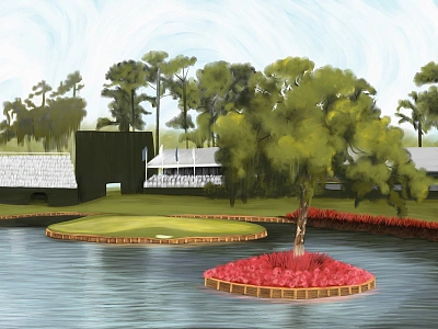 Mothers Island Green clubhouse fine art florida flowers golf golfer ipad mothers par pink sketch sports