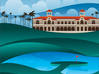 Where Champions Are Born bottom champions clouds florida golf island palm trees pinflag sawgrass tpc type vector