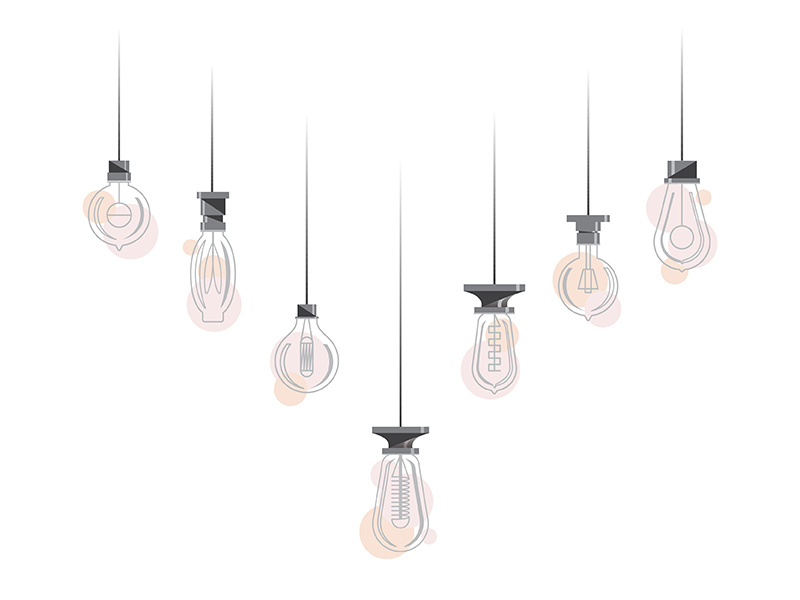 Union Illumination modern vintage edison lights rose pink wedding illustration bulbs lights