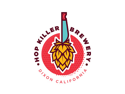 Hop Killer Brewery beer brewery ca california dixon fun hop killer knife logo microbrew microbrewery pop art