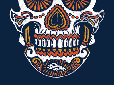 Broncos Fanaticos Sugar Skull broncos culture dia de los muertos drawing fanaticos illustration latin mexico nfl spanish sports sugar skull