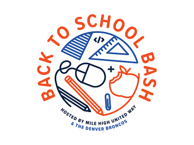 Back to School Bash Logo back to school bash broncos co colorado denver denver broncos design logo school students