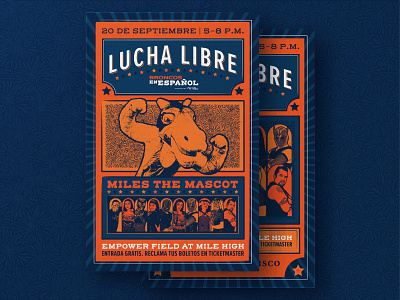Lucha Libre Poster for Broncos En Español broncos denver denver broncos latin america luchalibre mascot mexican nfl poster spanish sports wrestling