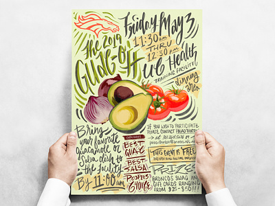 The 2019 Denver Broncos Guac Off poster Design avacado co colorado competition denver denver broncos food guac guacamole hand lettering illustration mexican