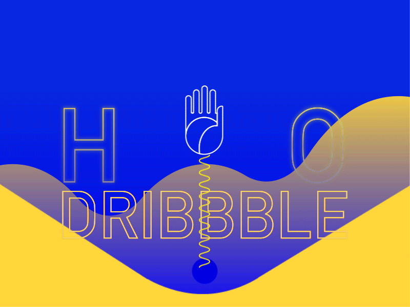 Hi five! animation blue dribbble first shot hello typography yellow