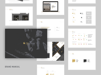 Brand Manual — Dworcowa 67 brand brandbook branding gold grays logo