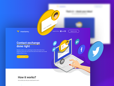 Meetemu App 🤷‍♂️ blue gradient illustration landing meetemu page product