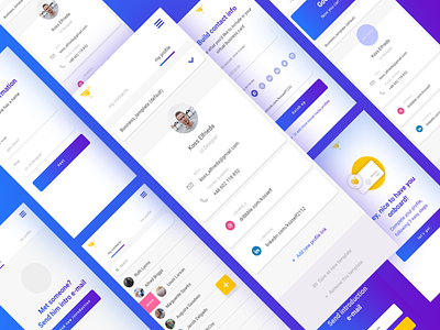 Meetemu App 🤷‍♂️ — mobile screens! app blue contacts gradient meetemu minimal mobile profile ui ux white