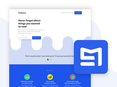 Mailist App 🎉 blue design logo mail product ui