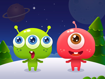 Characters alien characters cute eye galaxy game green