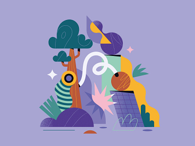 Letter A - 36 days of type 2022 2022 36 days of type a abstract balance challenge colorful colors composition geometric shapes illustration letter a lettering léo alexandre nature pastel plants sweet tree type