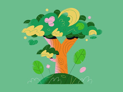 Letter Y - 36 days of type 2022 bush cloud flowers green illustration leaf leaves leo alexandre nature organic plant tree tree of life