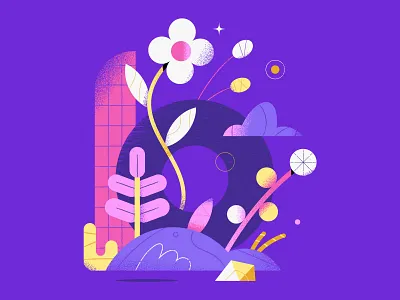 Number 6 - 36 days of type 2022 36 days of type 36 dot 6 acid design geometry illustration leo alexandre letter lettering minimal nature number pink plants purple six texture vector violet