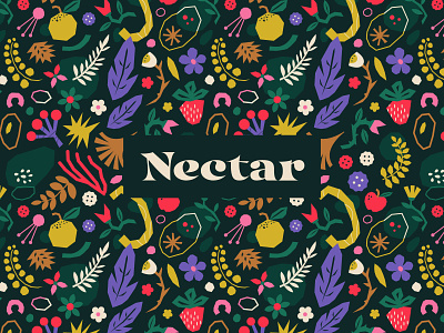 Nectar bio branding brevage design floral illustration leo alexandre logo logotype natural nectar packaging pattern product tea vector visual identity