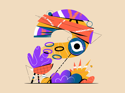 Number 2 2 cartoon colors design eye funny geometric grain graphic illustration leo alexandre lettering lines number textures two type vector