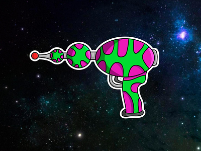 Space blaster alien art drawing illustration illustrator space sticker vector weapon