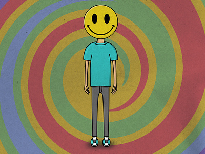 Smile head character drawing ecid emoji guy illustration illustrator psychedelic smile