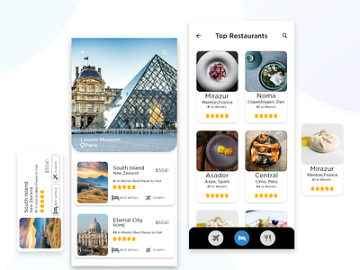 Tourist Trends -UI design app app design app designer cards cards ui clean clean design design flat hotel booking minimal minimal design restaurant app simplicity tourism tourist typography ui ui design web