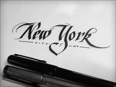 Toodles 39: City of NY calligraphy hand drawn lettering new york