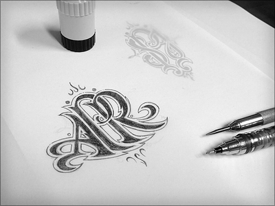 Monogrammin' Part Deux hand drawn lettering monogram pencils sketch tattoo