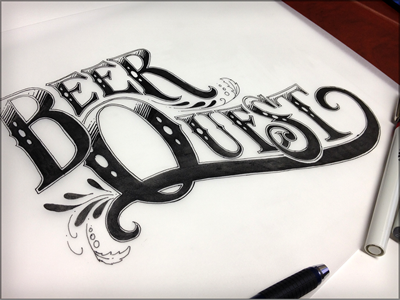 BQ branding black and white illustration inked lettering logo sketch