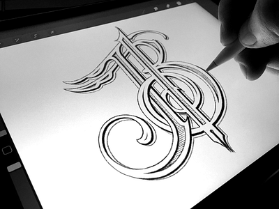 Personal Branding - Monogram W.I.P. apple pencil hand drawn ipad pro lettering procreate