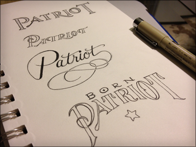 Toodles 27: Patriot hand drawn illustration inked lettering sketch toodles