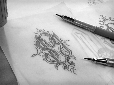 Monogrammin' hand drawn lettering monogram pencils sketch tattoo