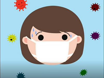 Girl Emoji scary with corona virus corona virus covid 19 illustration protection mask