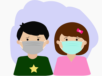 Protection Mask character chidren corona virus covid 19 design flat illustration protection mask vector