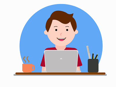 Work From Home character design flat illustration vector