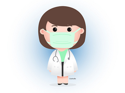 Cute female doctor wearing medical mask