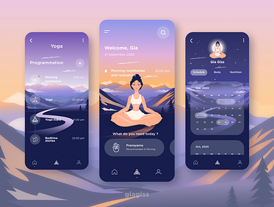 App Yoga Gia app design graphic design illustration illustrator ui ux vector web webdesign website