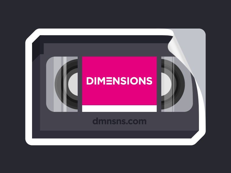 Dimensions Sticker Animation after effects animation design digital dimensions gif logo motion retro sticker video videotape