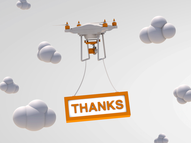 Thankful Drone 3d after effects animation c4d clouds drone gif isometric low poly lowpoly motion thanks