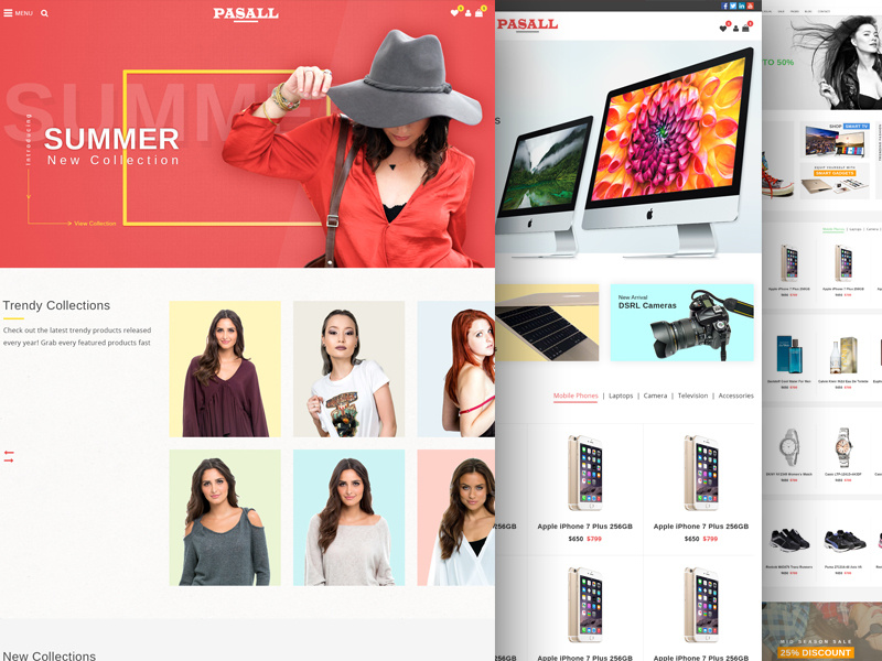 Pasall - A modern eCommerce PSD template online shopping sites web design flat design themeforest ecommerce template ecommerce psd template online shop modern clean woocomerce shop ecommerce