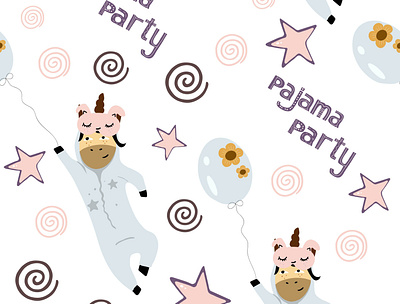 Unicorns pajama party baby birthday baby shower gentle happy birthday night party pajama party sleepover unicorn unicorns in pajamas