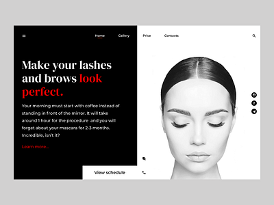 Landing page. Beauty services beauty black black and white brows certificate clean cosmetics journal lamination landing lashes light minimalistic nails polygraphy services social media typography web woman