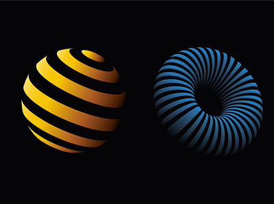 Striped 3d shape illustrator 3d art