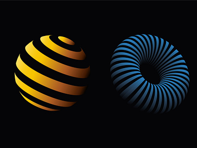 Striped  3d shape illustrator