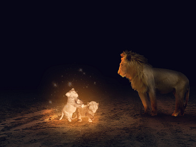 LION PHOTO MANIPULATION PHOTOSHOP . USED 4 IMAGES TO CREATE 1