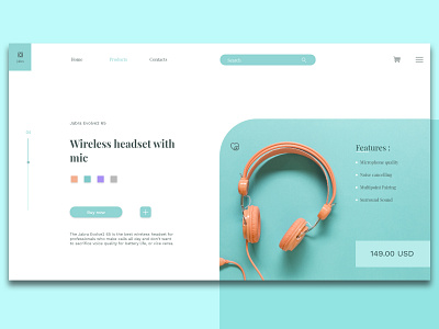 Landing page for a Headset store.